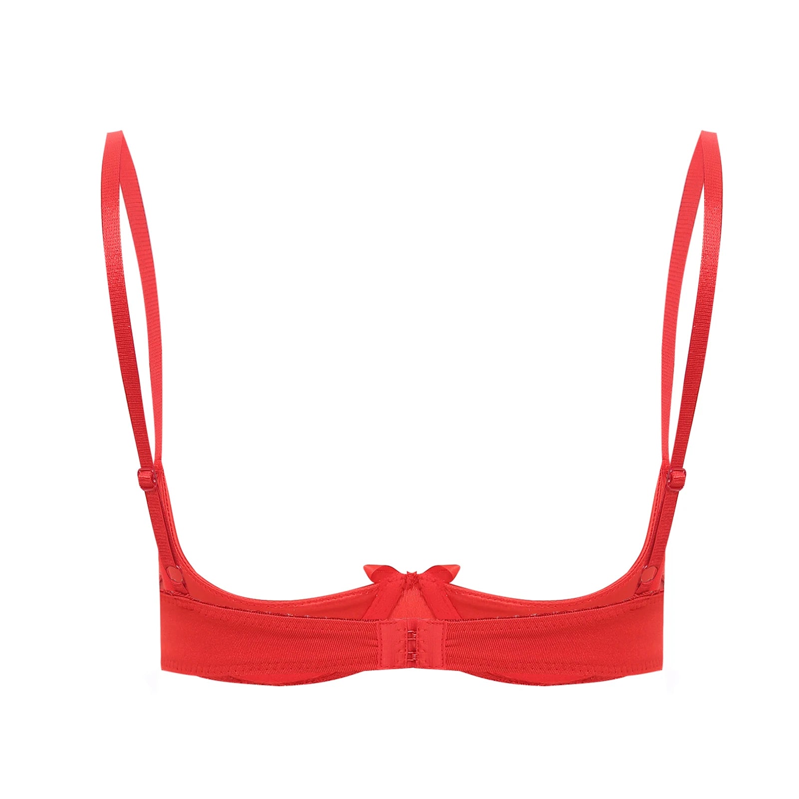 Womens Sexy Satin Intimates Lingerie Bras Female Adjustable Straps Underwire Half Cup Bow Push Up Balconette Brassiere Underwear