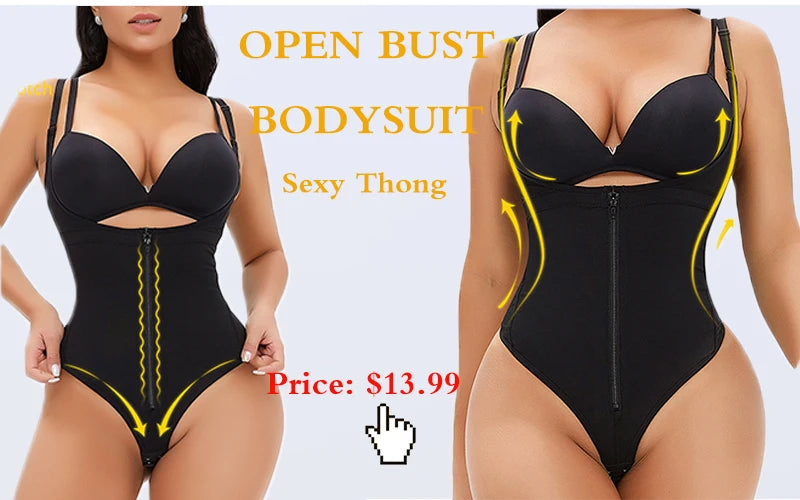 GUUDIA Shapewear Ribbed Body Shaper Suits Tummy Control Open Crotch Spandex Body Shaper Elastic Stretchy Daily Shapers Essencial