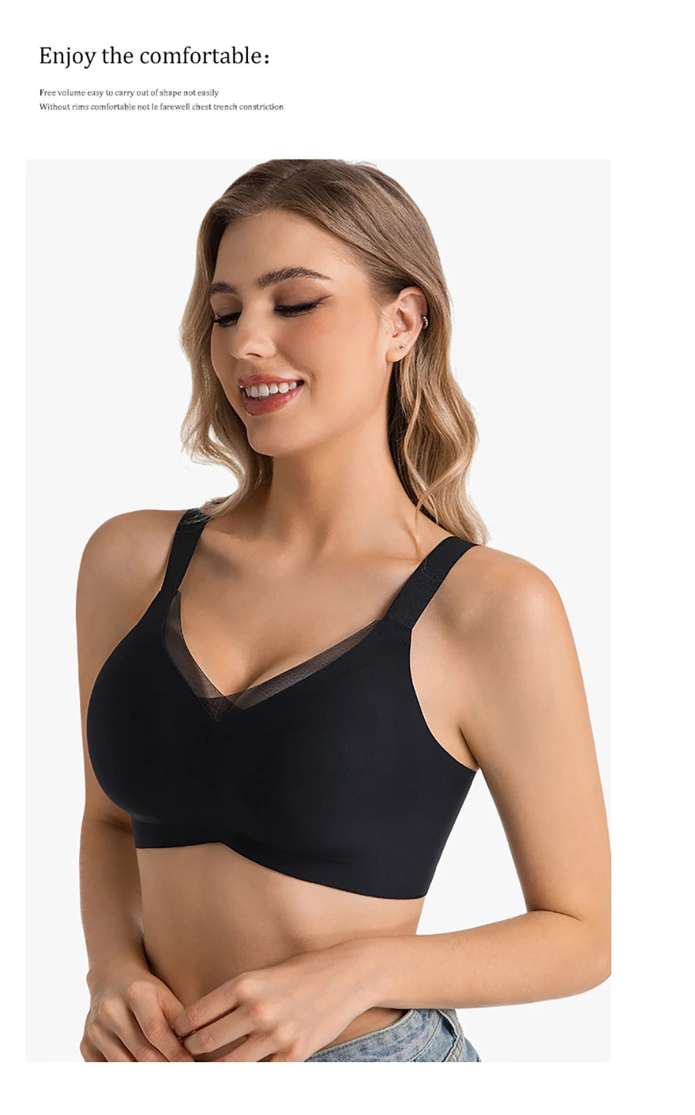 Jelly Wireless Bras For Women No Underwire Supportive Seamless Bra Comfort Soft Bralette Full Coverage Hide Back Fat T-Shirt Bra