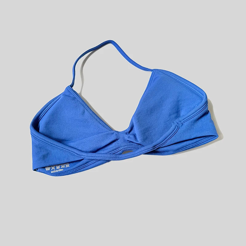 Women Halter Sports Bra Push Up Strappy Sexy Open Back Gym Crop Top Padded Seamless Workout Yoga Tank Tops