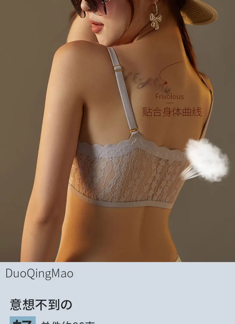 Summer French Front Closure Bras for Women Sexy Lace Seamless Wireless Bralette Small Chest Push Up Everyday T-Shirt Bra