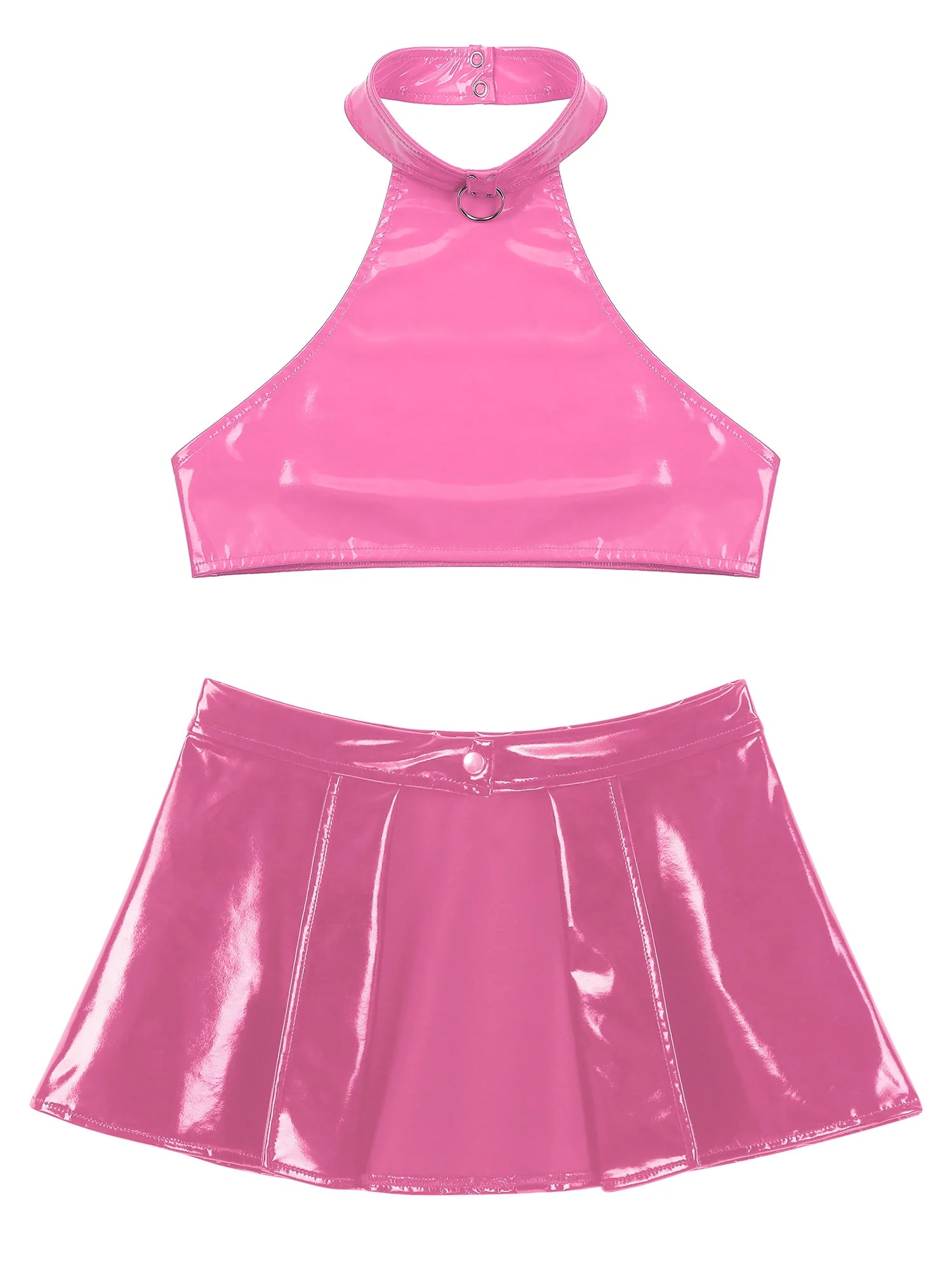 Two-Piece Female Lingerie Set Women Latex Nightclub Outfit Night Club Hot Girl Rave Festival Pole Dance Show Babydoll Costume