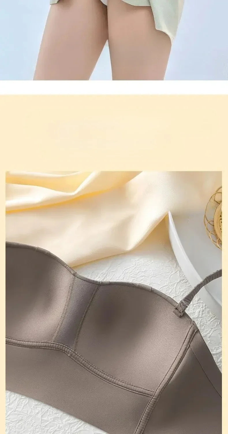 Sexy Push Up Bras French Pleated Bra New Detachable Ringless Thin Gather Bra Without Underwire Seamless Underwear for Women New