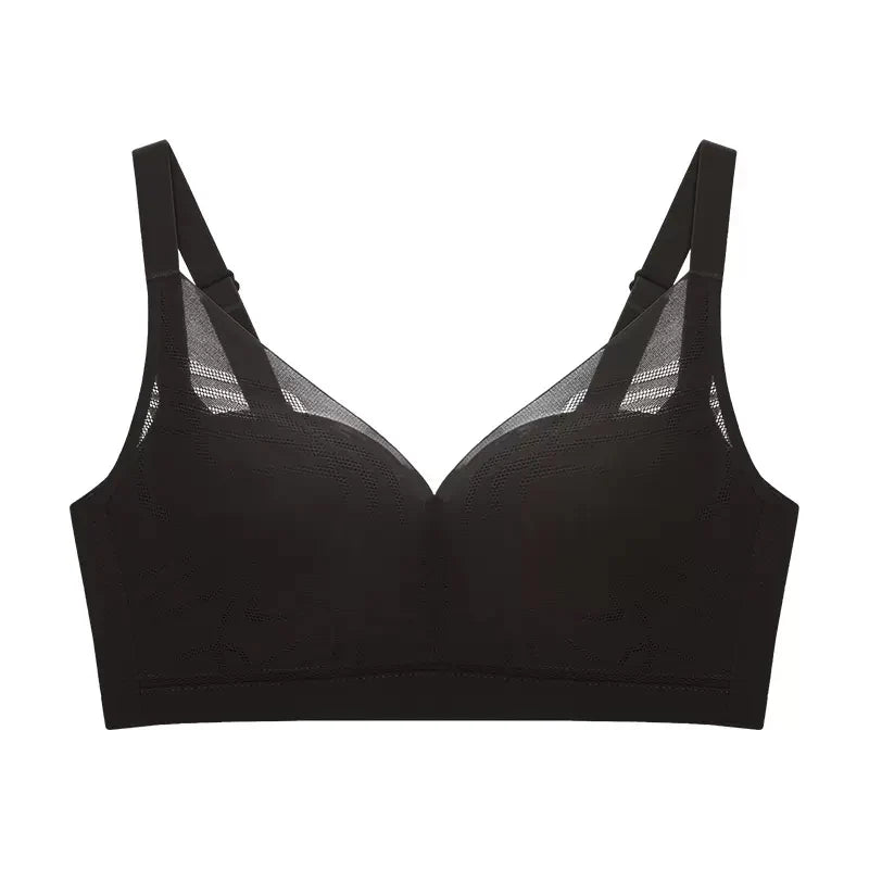 SuyaDream,Women Silk Bras, 100%Silk Lining, Wire Free, Lace Padded Bra, 2024 New Intimates, Black, Beige