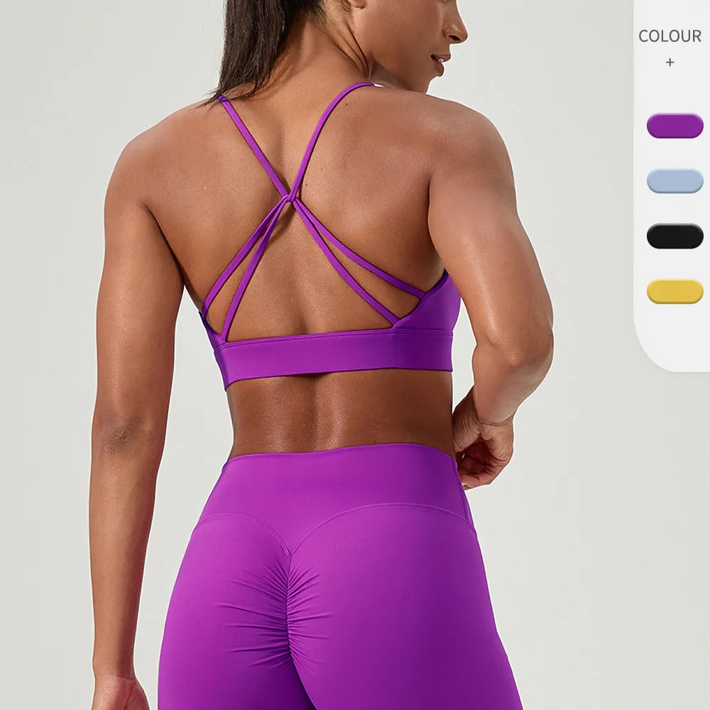 Women Beauty Back Yoga Bra Shock Absorption Sports Underwear High Elastic Fitness Running Vest Breathable Support Sports Bras