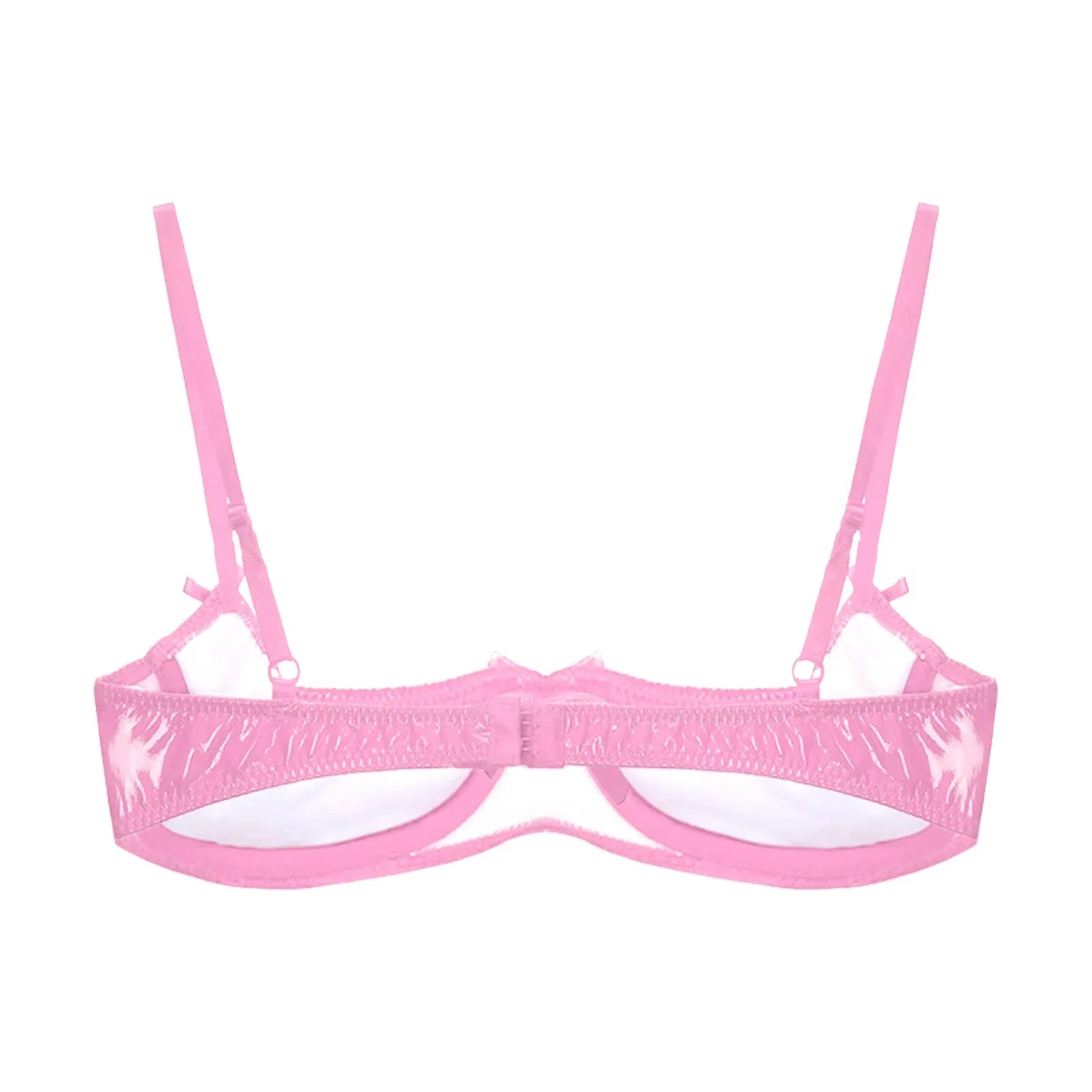 Womens Lingerie Open Breast Bras Wet Look Patent Leather Sexy Open Chest Quarter Cup Brassier Strappy Underwired Bra Underwear