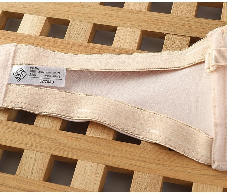 Strapless Non Slip Invisible Bra for Women Front Closure Adjustable Push Up Bra Bralette with Breathable Gather Backless Bra