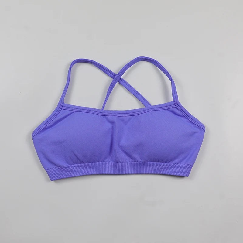 Women's Sports Bras For Running Push Up Seamless Yoga Bra Adjustable Straps Cross Back Fitness Athletic Bra Tops