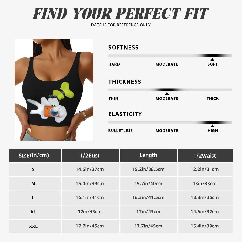 Custom Goofy Cartoons High Impact Sports Bras for Women Mangas Seamless Workout Running Crop Tank Tops
