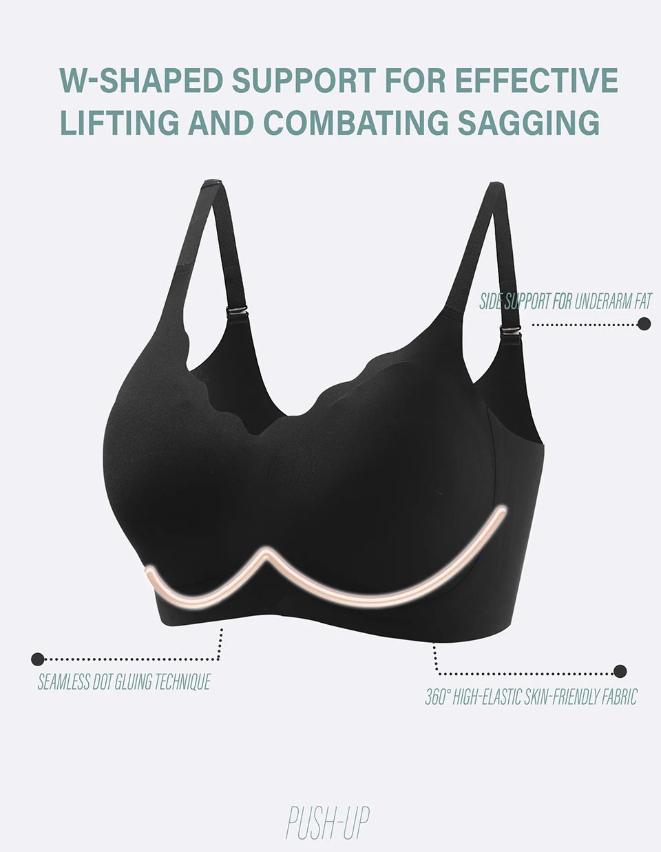 Womens Wireless Push Up Bras No Underwire Soft Bralette Comfortable Full Coverage Seamless T Shirt Bra Plus Size Underwear
