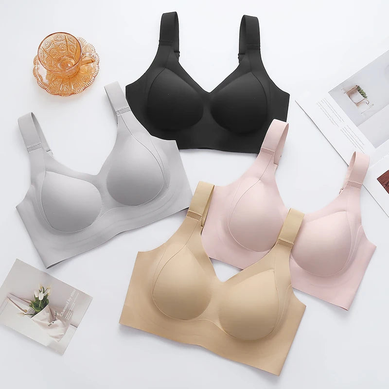 Seamless Women's Full Coverage Large Size Sexy V Neck Female Bralette Lift Up Wireless Minimizer bra Lingerie XL 2XL 3XL 4XL 5XL