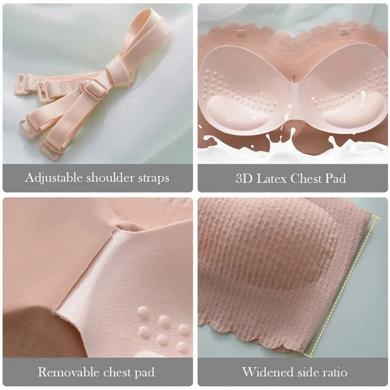 Women Seamless Bralette Sexy Invisible Bra Tube Tops Strapless Bras Lingerie Wireless Wedding Brassiere Push Up Underwear