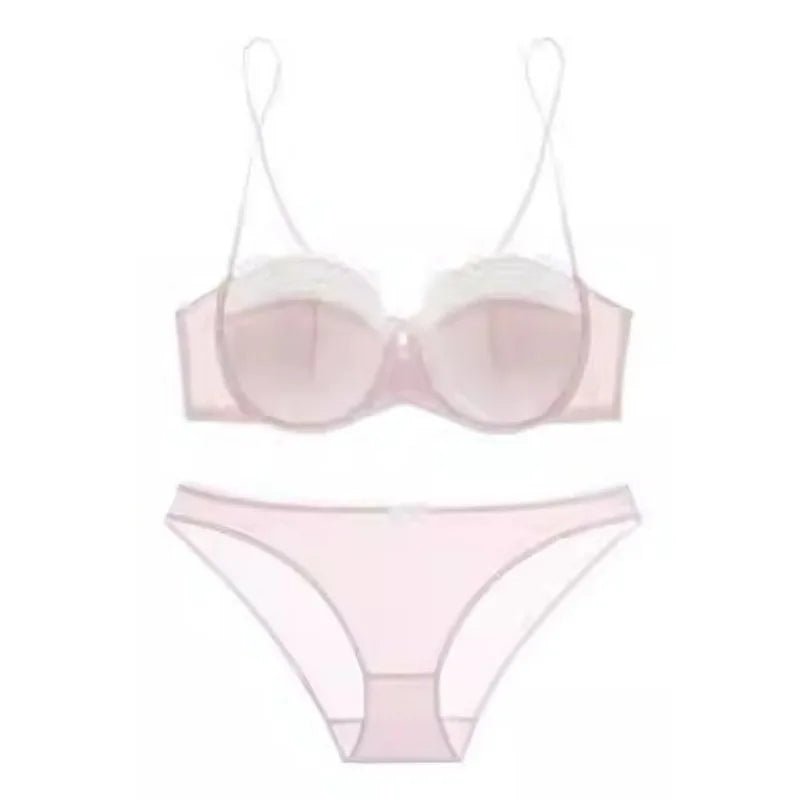 Sexy Demi Cup French Bras Women Thin Breathable Lace Minimizer Push Up Anti Side Bulge Plus Size Bralette