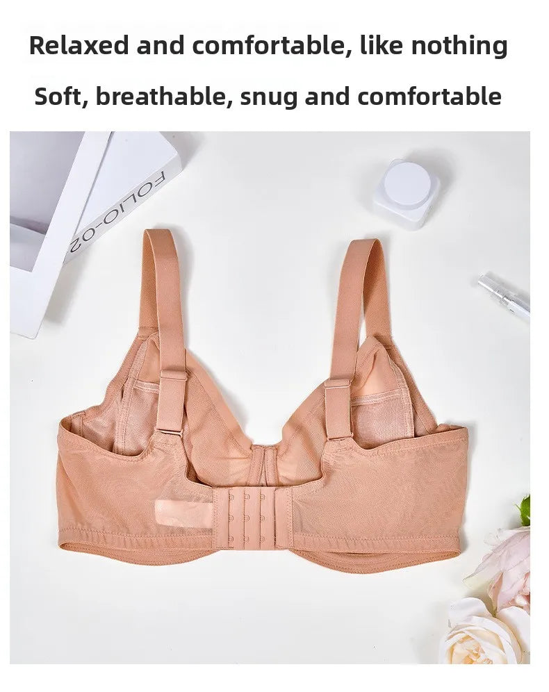 Plus Size Minimizer Bra Full Coverage Lift Support for Large Bust Wirefree Comfort Breathable Mesh Anti-Sagging E F G H I Cup