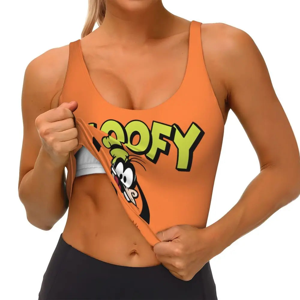 Custom Goofy Cartoons High Impact Sports Bras for Women Mangas Seamless Workout Running Crop Tank Tops
