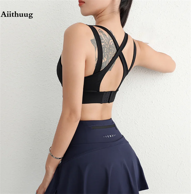 Aiithuug Sports Bras for Yoga Gym Workout Crop Top Fitness Tops Bounce Control Jogging Bras Push Up Running Top Active Wear