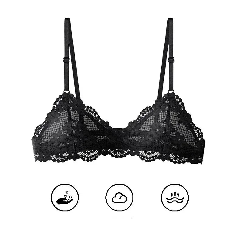 Lace Bras for Women Wireless Bralette Transparent Lace Underwear Women's Push Up Bra Solid Color Sexy Lingerie Backless Bra