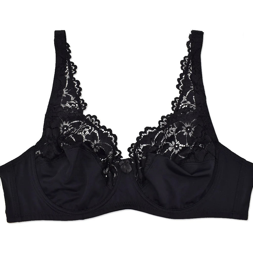 Bras For Womens Lingerie Floral Lace Bra Underwire Brassiere Perspective Plus Size Underwear Female Sexy  BH Tops