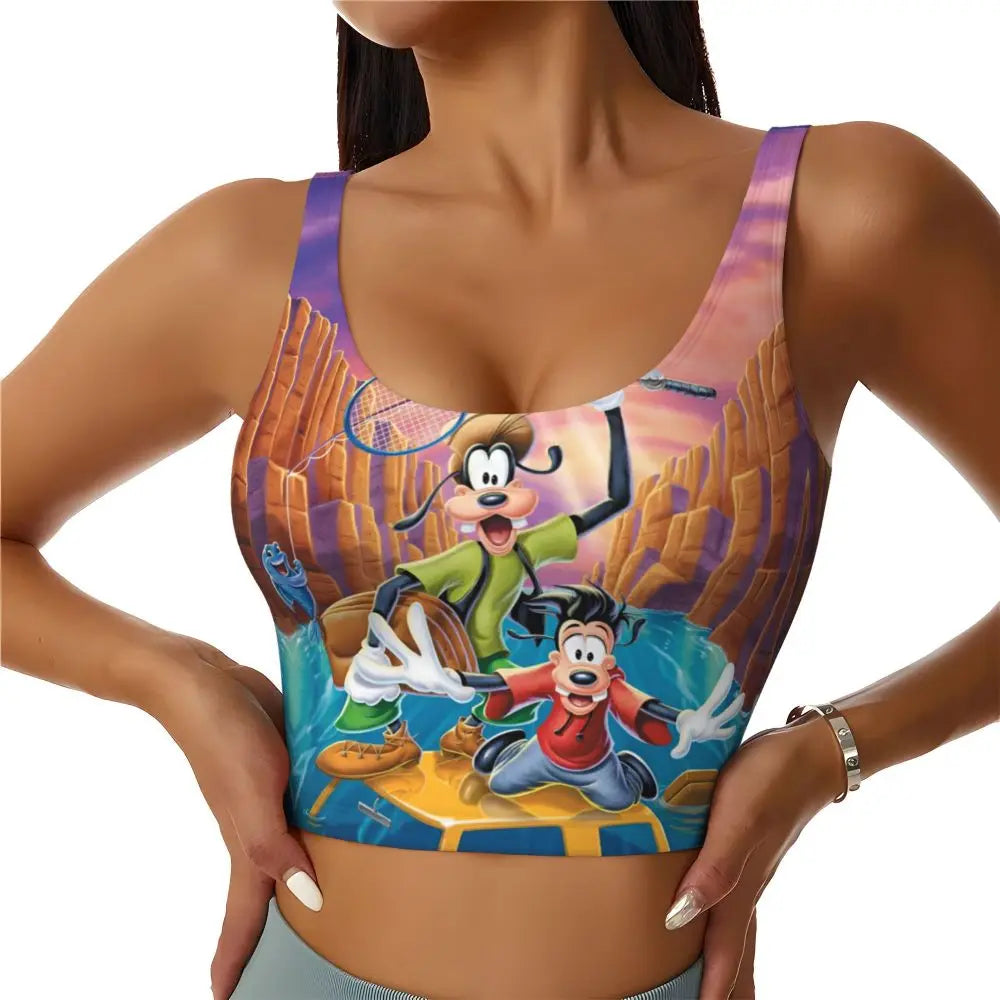 Custom Goofy Cartoons High Impact Sports Bras for Women Mangas Seamless Workout Running Crop Tank Tops