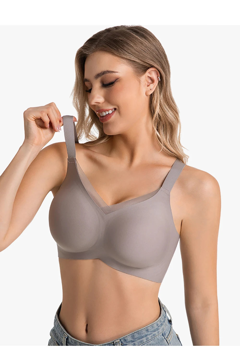 Jelly Wireless Bras For Women No Underwire Supportive Seamless Bra Comfort Soft Bralette Full Coverage Hide Back Fat T-Shirt Bra