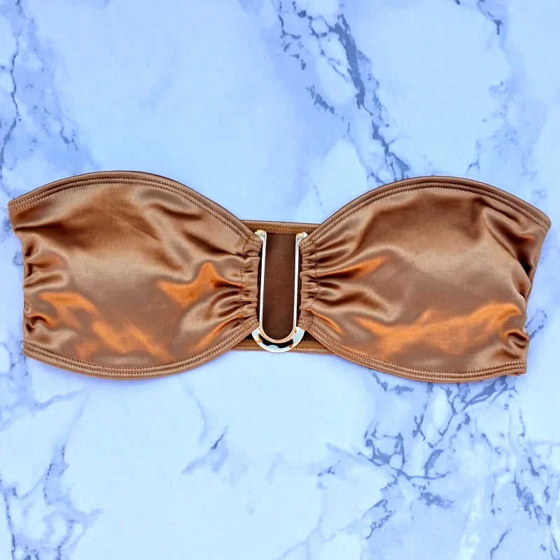 Sexy Women Bikini Brazilian Swimsuit Push-up Bra Bikini Set Two Piece Swim Suit Swimwear High-waisted Beachwear Solid Bathing