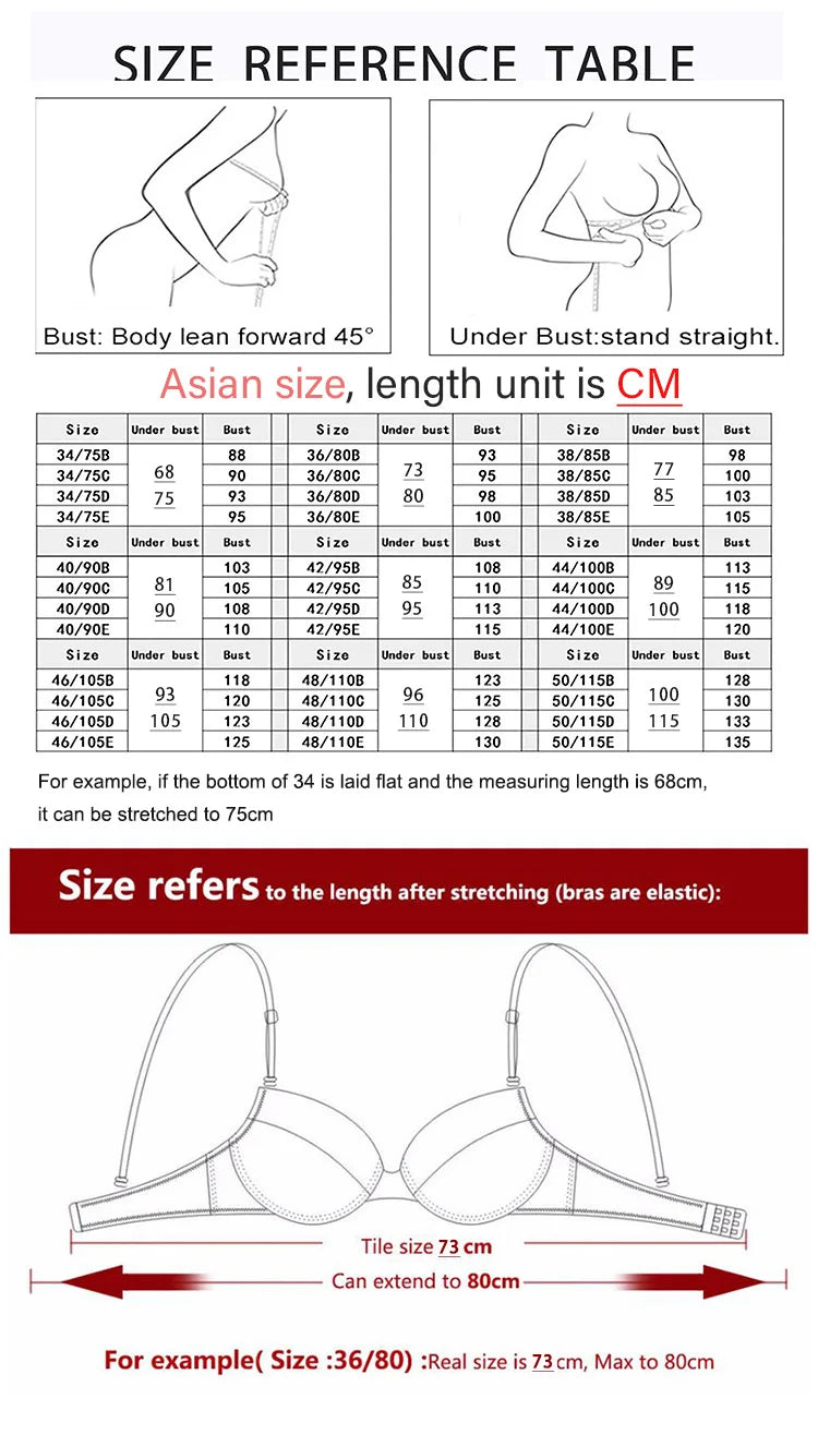 Women's Bra Lace Large Cup Ultra-thin No Sponge Transparent Push up Bras Wireless Sexy Underwear 34-46C Cup Bras