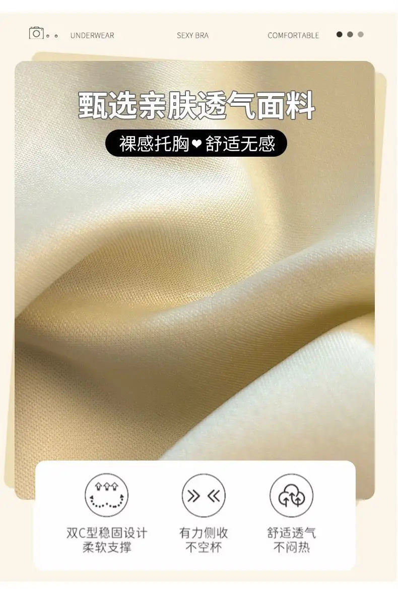 Strapless Push Up Bra for Small Bust - Lift Enhance Anti-Sag Side Coverage Wireless Comfort Convertible T-Shirt Bra A-C Cup