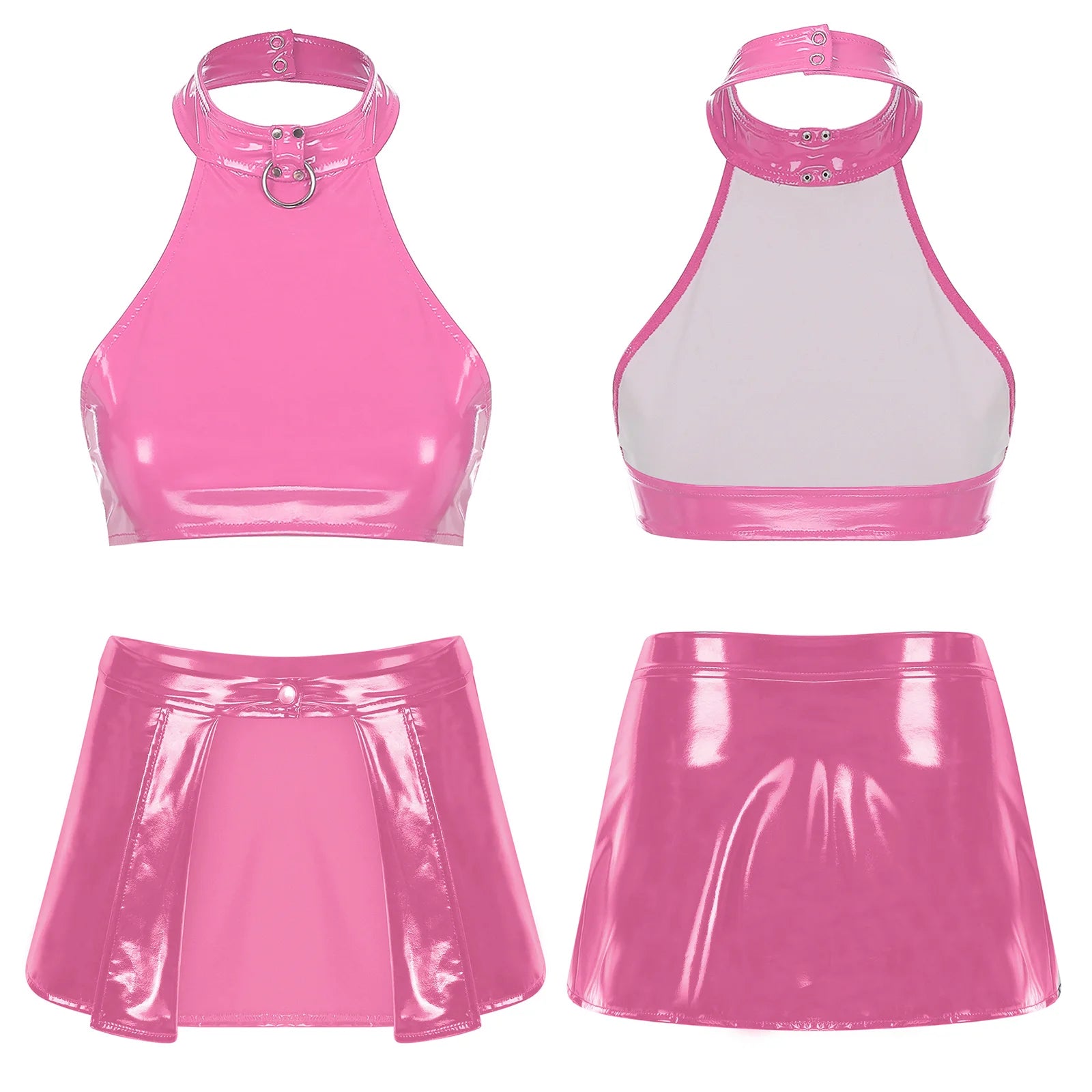Two-Piece Female Lingerie Set Women Latex Nightclub Outfit Night Club Hot Girl Rave Festival Pole Dance Show Babydoll Costume