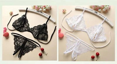 Sexy  Women's Lace  Transparent Thin Large Size  Loose Ice Silk Small Chest Gathering Underwear