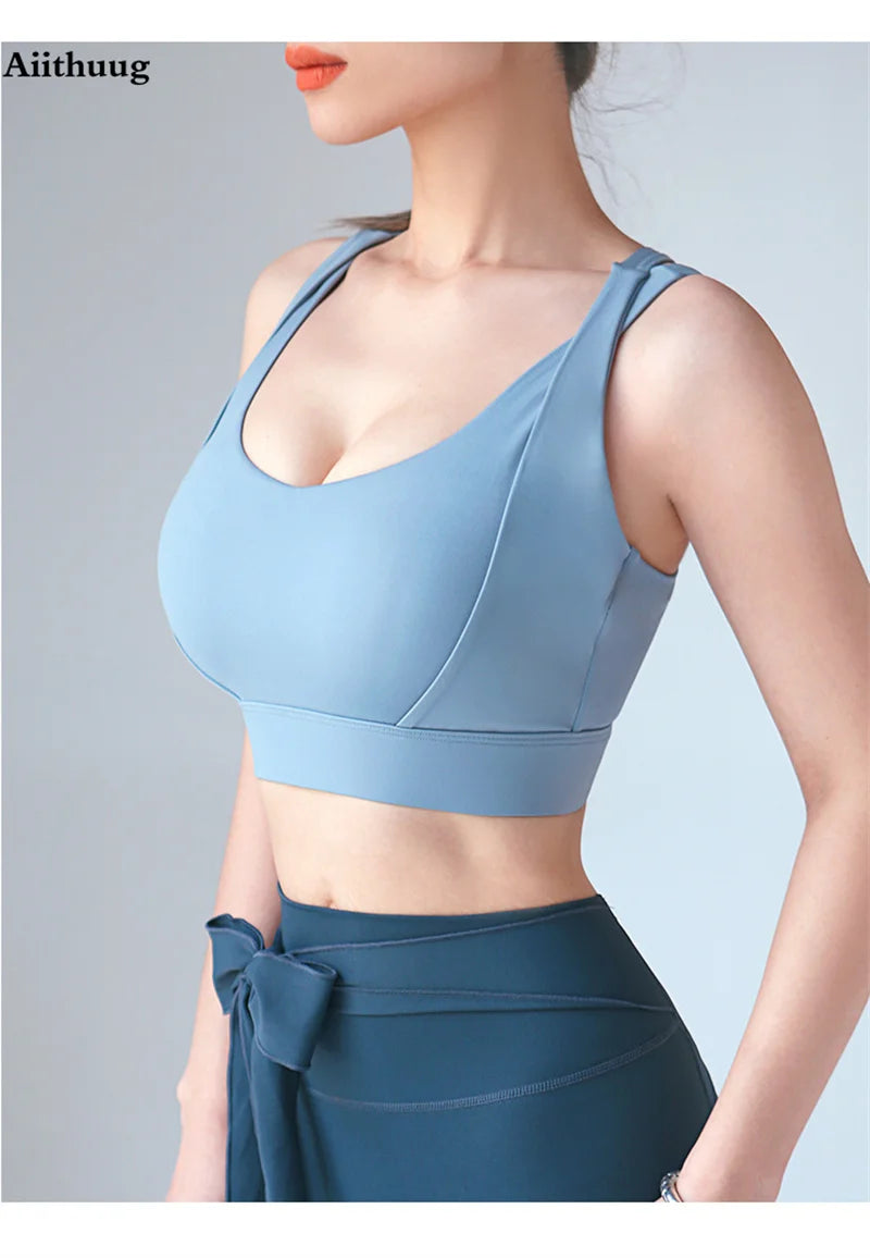 Aiithuug Sports Bras for Yoga Gym Workout Crop Top Fitness Tops Bounce Control Jogging Bras Push Up Running Top Active Wear