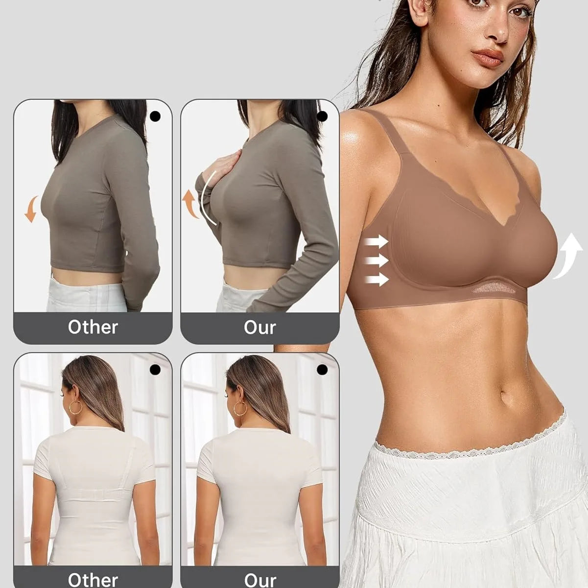 Women’s Wireless Bras Push Up Bralettes No Und Full Cup Thin Mold Comfortable and Breathable Seamless Bra Everyday Comfort Bra