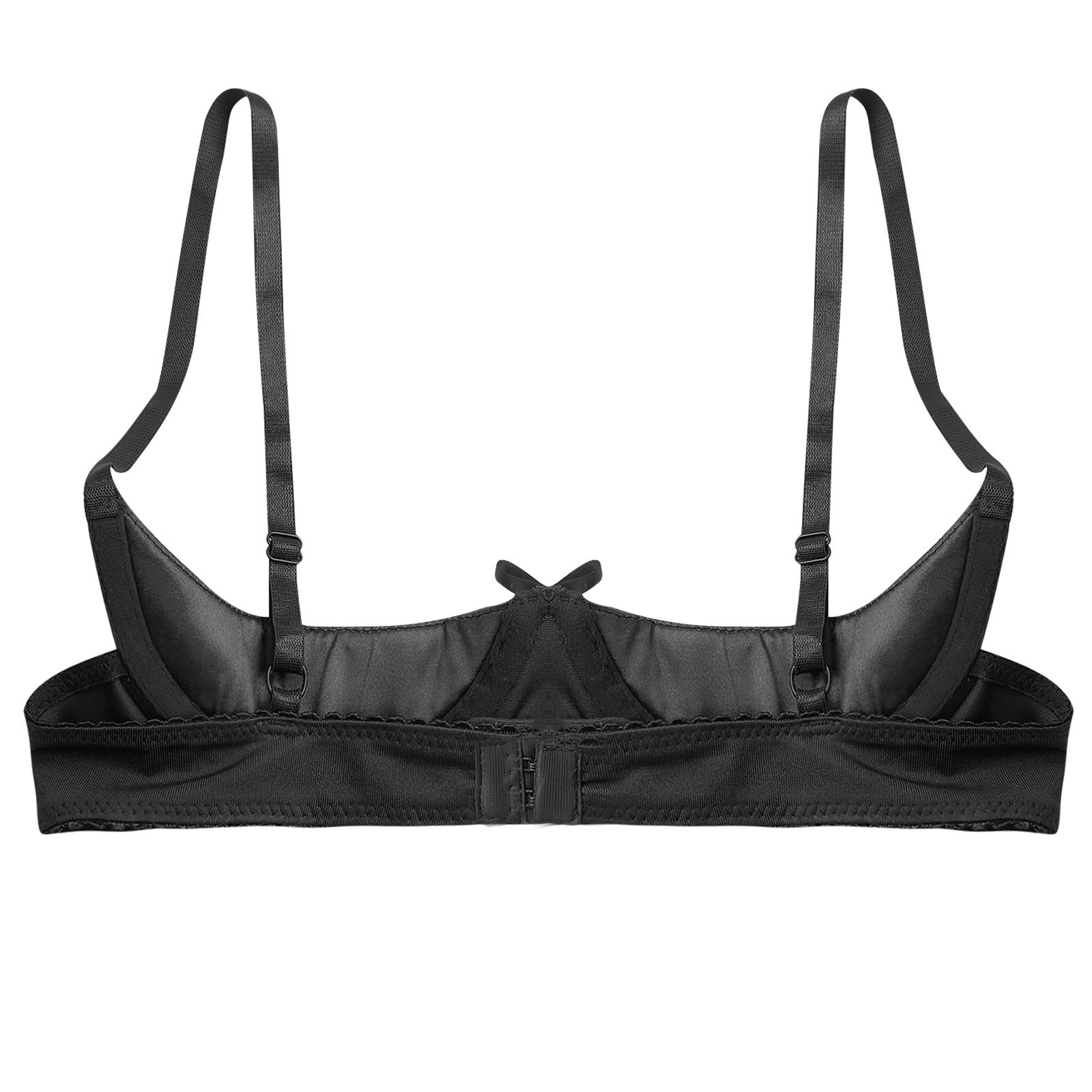 Womens Sexy Satin Intimates Lingerie Bras Female Adjustable Straps Underwire Half Cup Bow Push Up Balconette Brassiere Underwear
