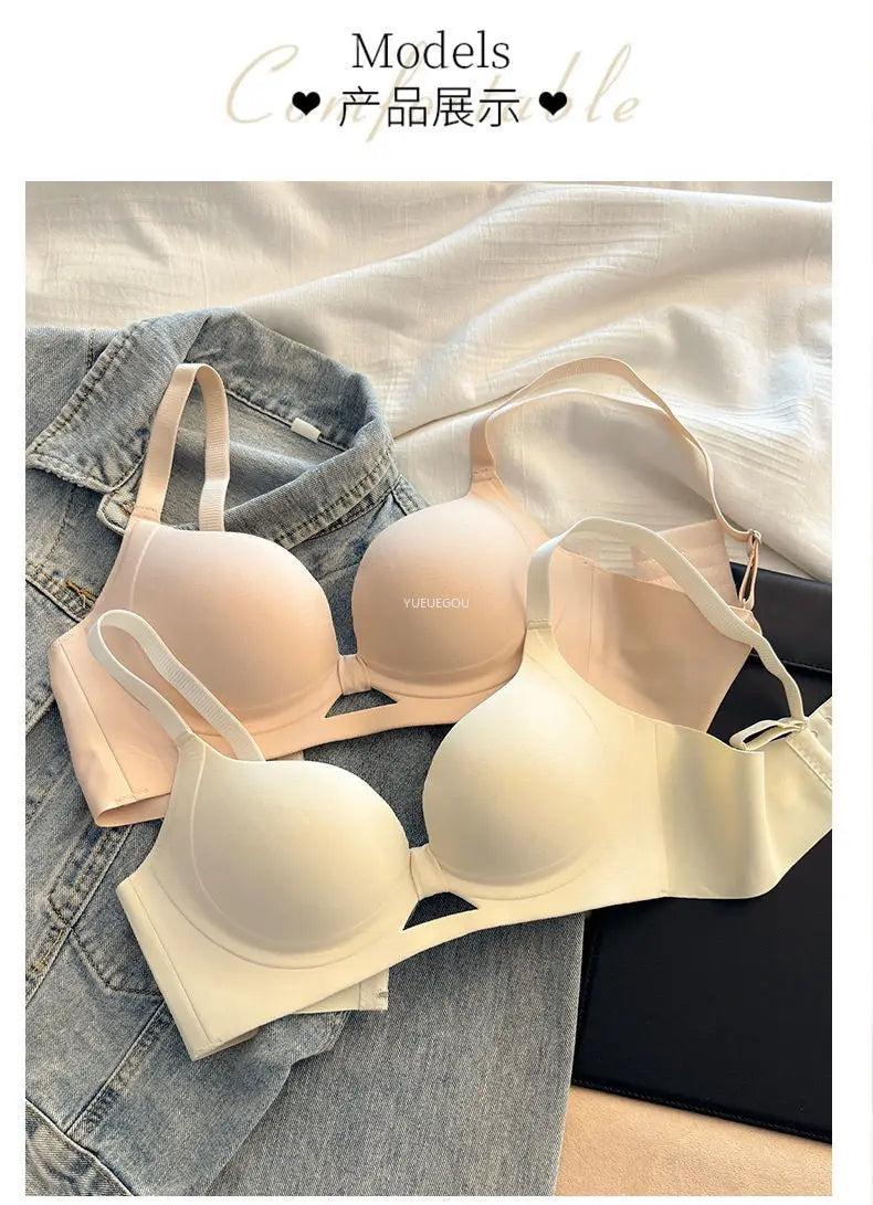 Strapless Push Up Bra for Small Bust - Lift Enhance Anti-Sag Side Coverage Wireless Comfort Convertible T-Shirt Bra A-C Cup