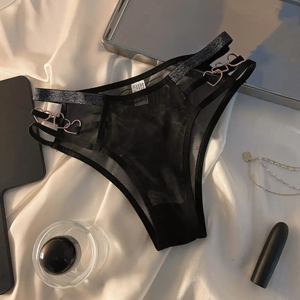 Lingerie Low-rise Women Underwear Glitter Strap Hollow Out Seamless Briefs Mesh Transparent Ladies Panties Gift