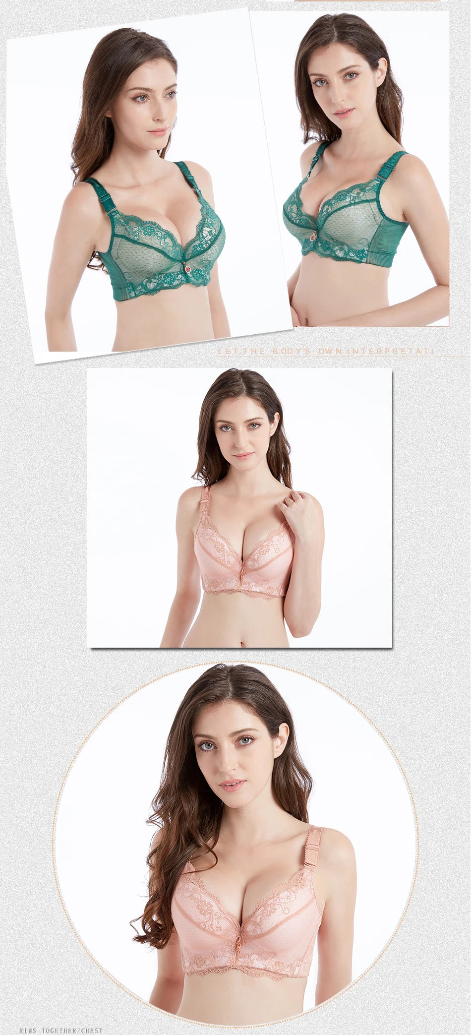 Push Up Padded Bras for Women Lace Plus Size Bra Add Two Cup Underwire Brassiere A B  Cup