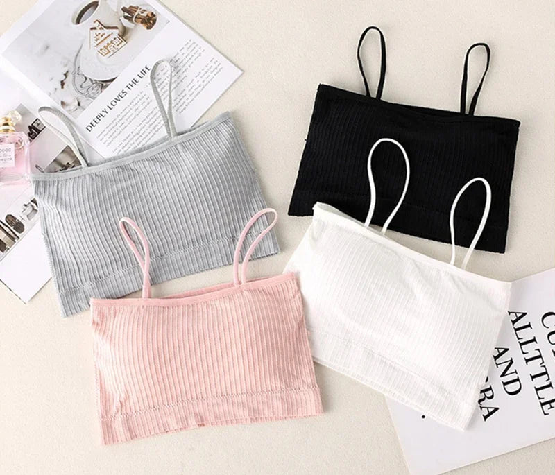 Summer Tube Bras For Women Sexy Seamless Underwear Crop Tops Sexy Lingerie Silky Bandeau Bra Removable Pads Intimates