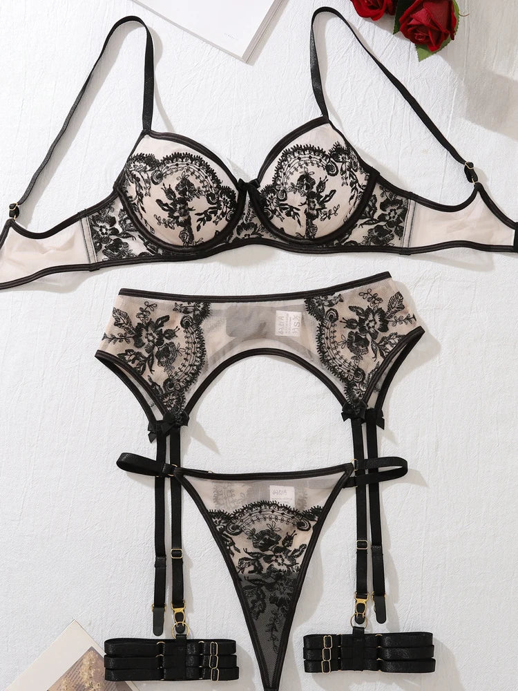 Belamimi Ultra Sexy Women's Lingerie Set Complete Fancy Lace Luxury Intimate Outfit Uncensored Ensemble for Bedroom Use