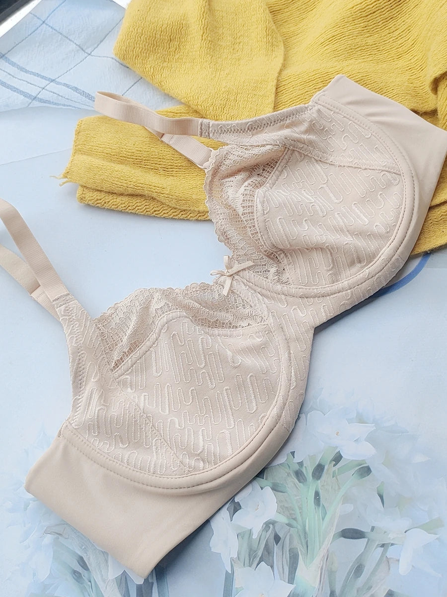 Women's Lace Minimizer Bras Full Coverage Non-Padded Underwire Lingerie Unlined Sexy Bralette 75 80 85 90 95 100 B C D E F