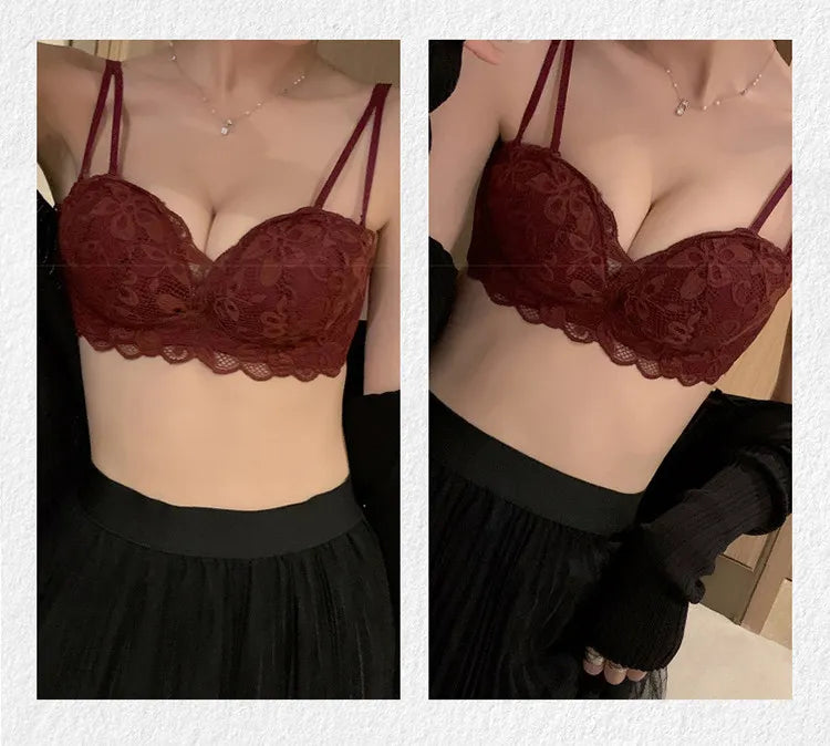 New Push-Up Lingerie Set Comfortable Wire-Free and Lightweight Bra Provides Lift and Side Support Sexy & Exquisite Lace Design