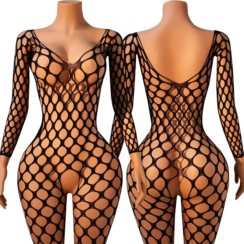 Porn Underwear Crotchless Babydolls Dress Erotic Costume Sexy Halter Neck Bodystockings Fishnet Hollow Baby Dolls Lingerie Women