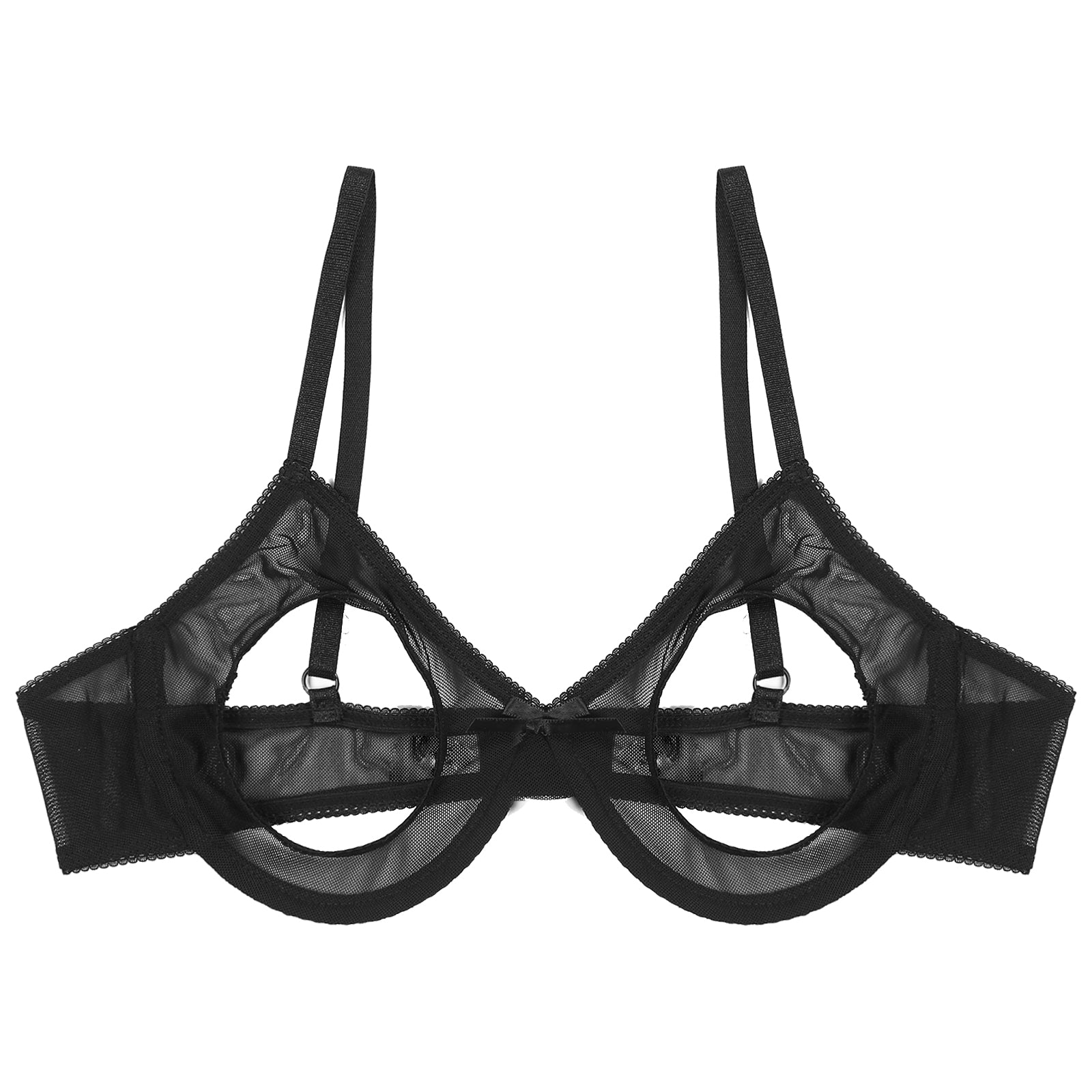 Women's Sheer Mesh Hollow Out Open Nipples Underwired Bra Tops Unlined Bralette Sexy Brassiere Balconette Underwear