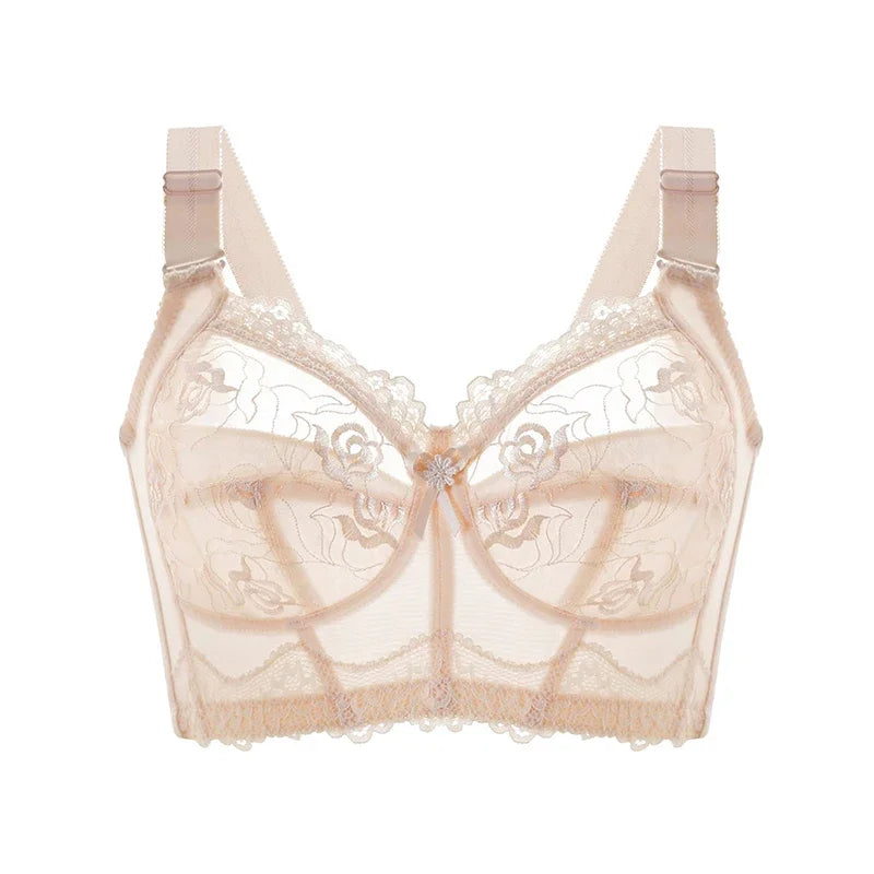 Embroidery Lace Wireless Bras for Women Sexy Lingeire Minimizer Ultra Thin Romantic Ladies Underwear B C D E Cup Soutien Gorge