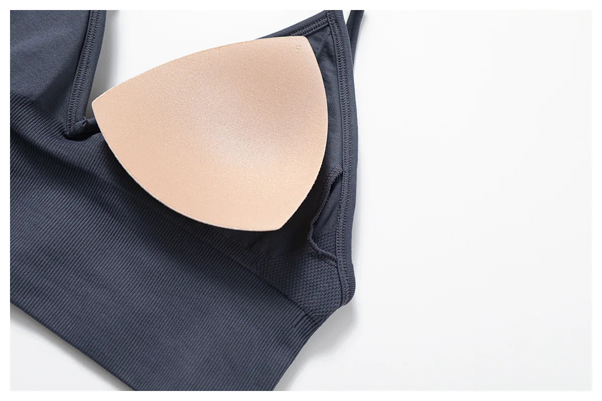 HBC Seamless Sports Bras for Women Fitness Yoga Bras With Removable Pads Adjustable Straps Gym Vest Top Bra Running Crop Top