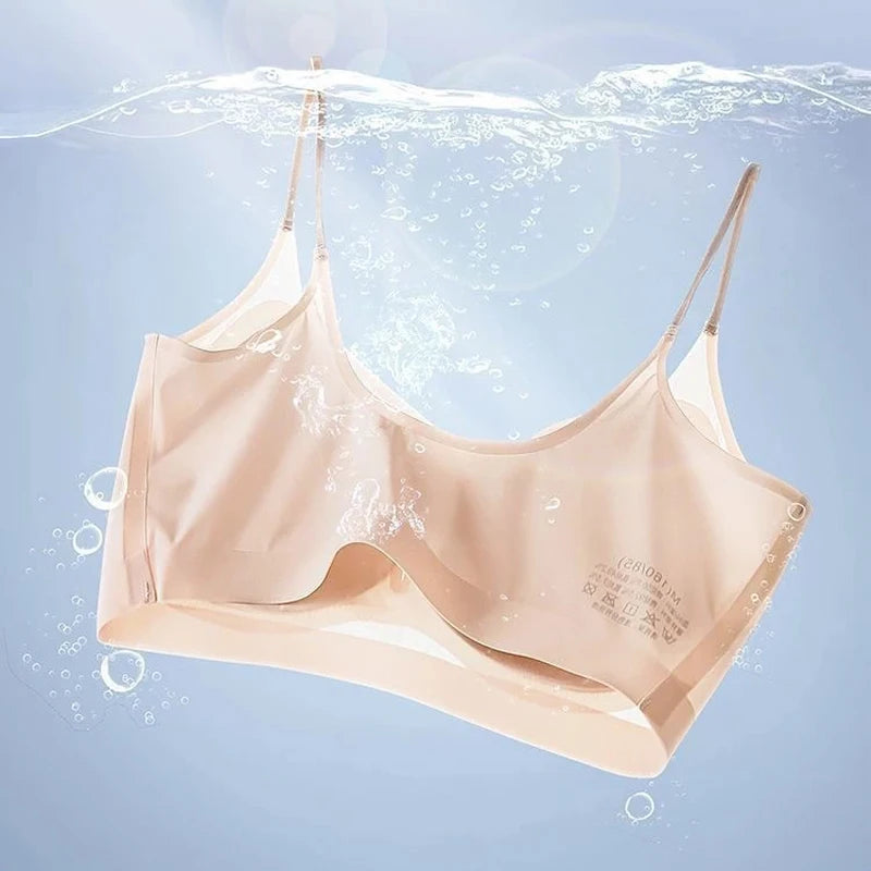 3PCS Ultra-Thin Breathable Ice Silk Bras Women's Seamless Back Halter Vest Wrap Bras Chest Gather Together Light Breathable Tops