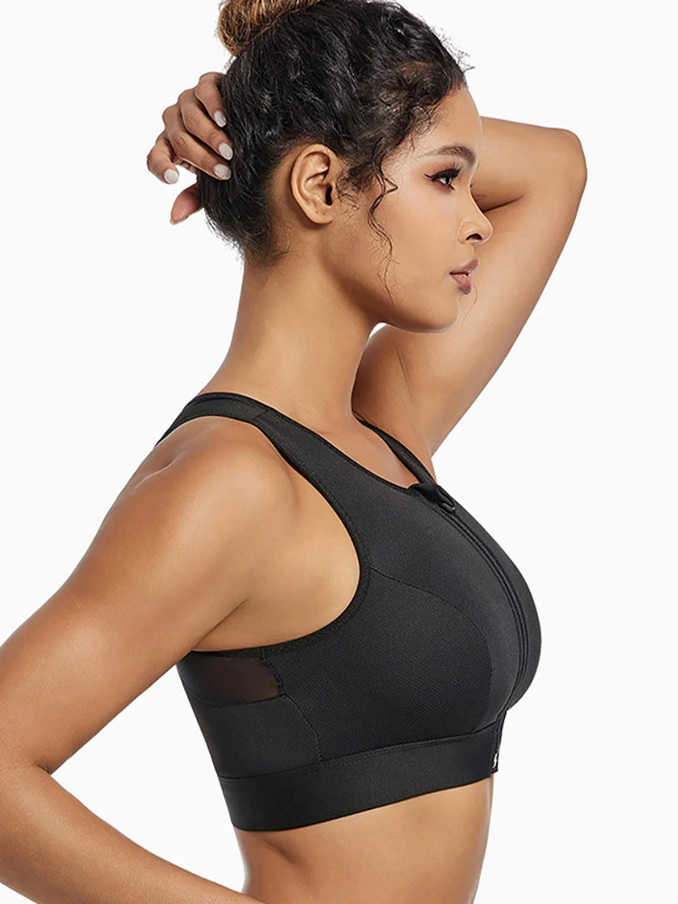 Plus Size Zip Front Closure Longline Bras Wireless Full Coverage Brassiere No Underwire Bralettes Hide Back Fat Bras