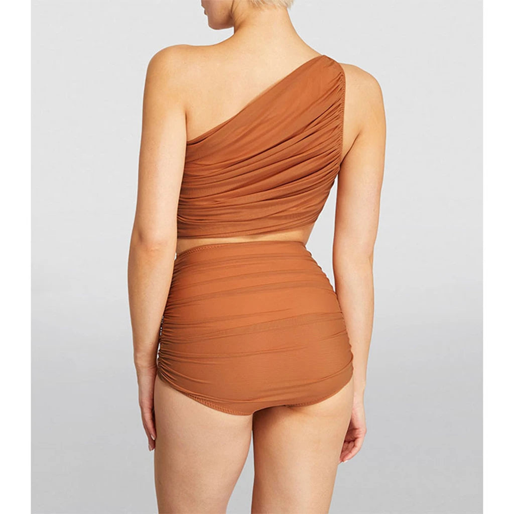 Sexy Bikini Set 2025 Women One Shoulder Swimsuit Female Swimwear Brazilian Monokini Beach Wear Dress Bathing Suit Skirt Biquini