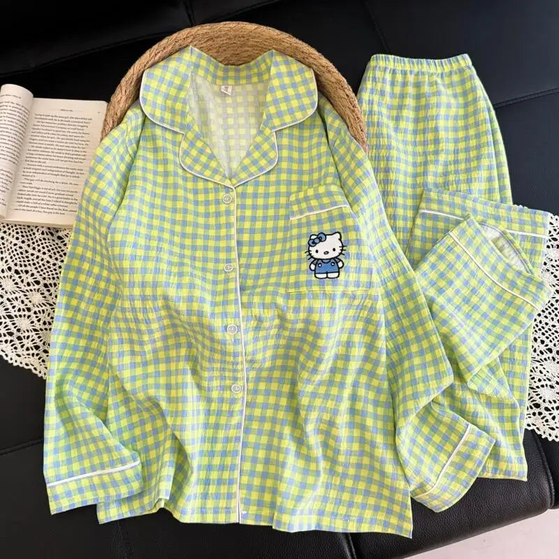 Women's Long-Sleeved Trousers Pajama Set Fashionable Women's Spring and Autumn New Home Wear Girl's Soft Cardigan Two-Piece Set