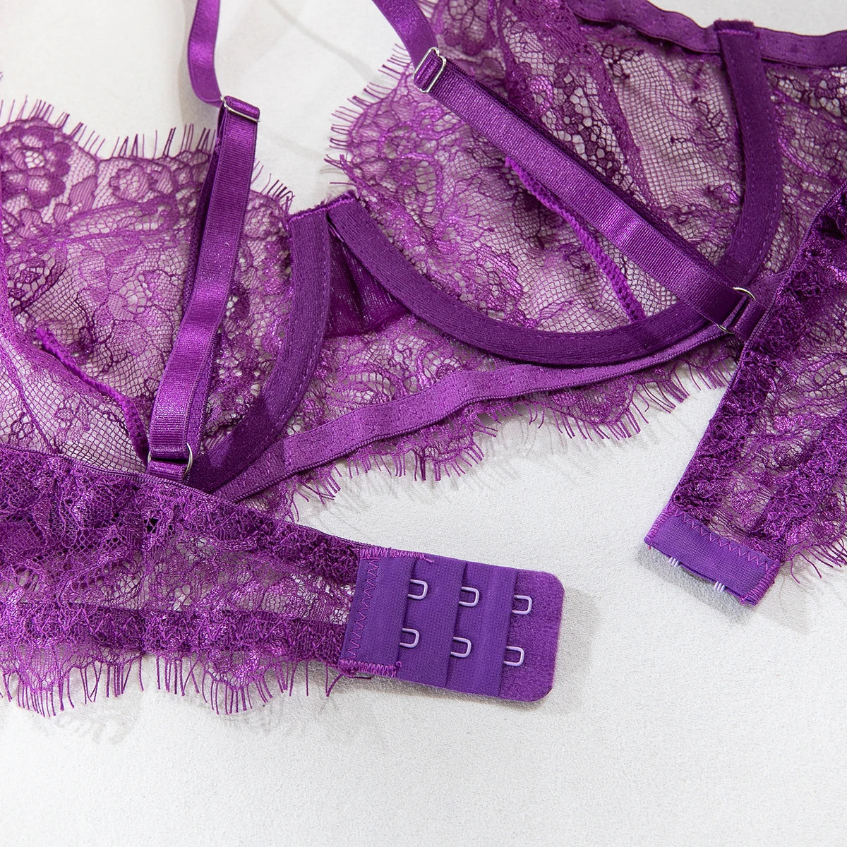 Erotic Lingerie Bra and Panties Set Basic Sexy Sheer Lace Eyelash Unline One Layer Lace Lingerie Women Underwear Intimate
