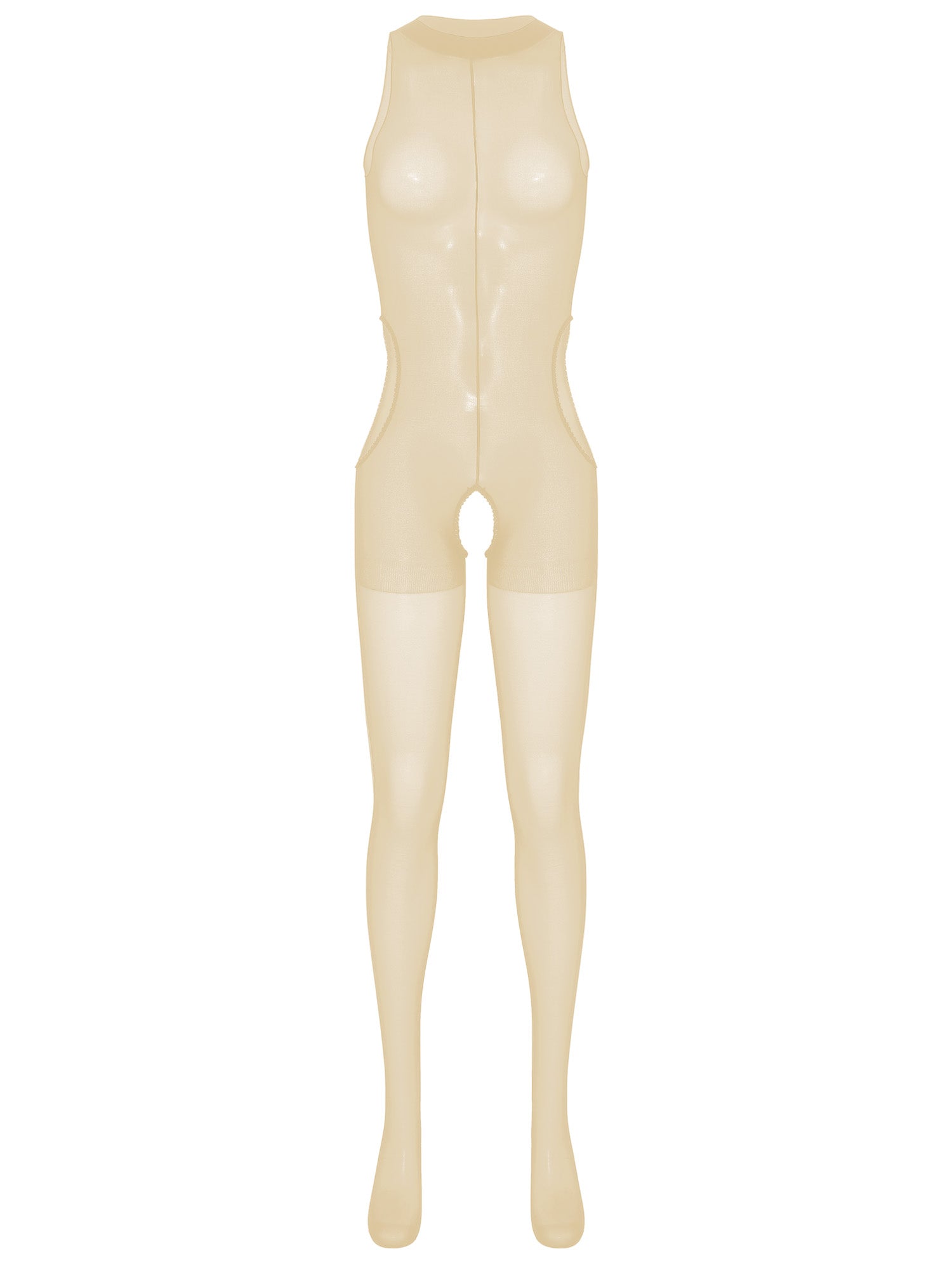 Women's Sexy Jumpsuit Bodystocking Ice Silky Smooth Nylon Sheer Exotic Teddies Crotchless Bodysuits Shapewear Lingerie Nightwear