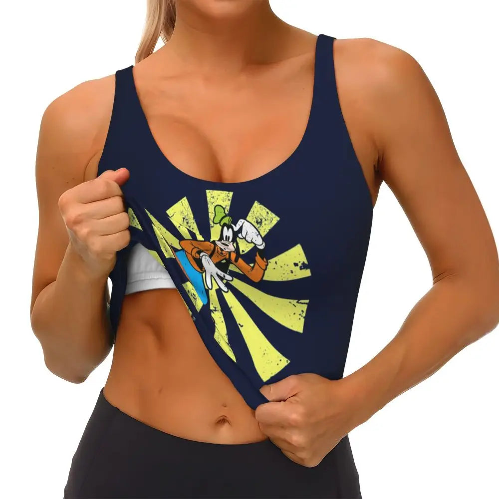 Custom Goofy Cartoons High Impact Sports Bras for Women Mangas Seamless Workout Running Crop Tank Tops